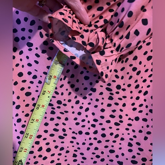 Large Dotted Womens Pink Long Sleeve Blouse Dress Top Shirt Pullover - Picture 6 of 6